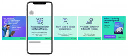 LinkedIn carousel graphic from the budget planning campaign, targeted to one of three personas