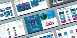 Spread from the InformaTech brand guide showing the design system I built based on the chosen design concept