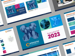 Spread from the InformaTech brand guide showing the design system I built based on the chosen design concept