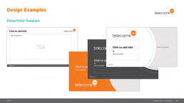 PowerPoint presentation template from the telecomm's trade media brand design system
